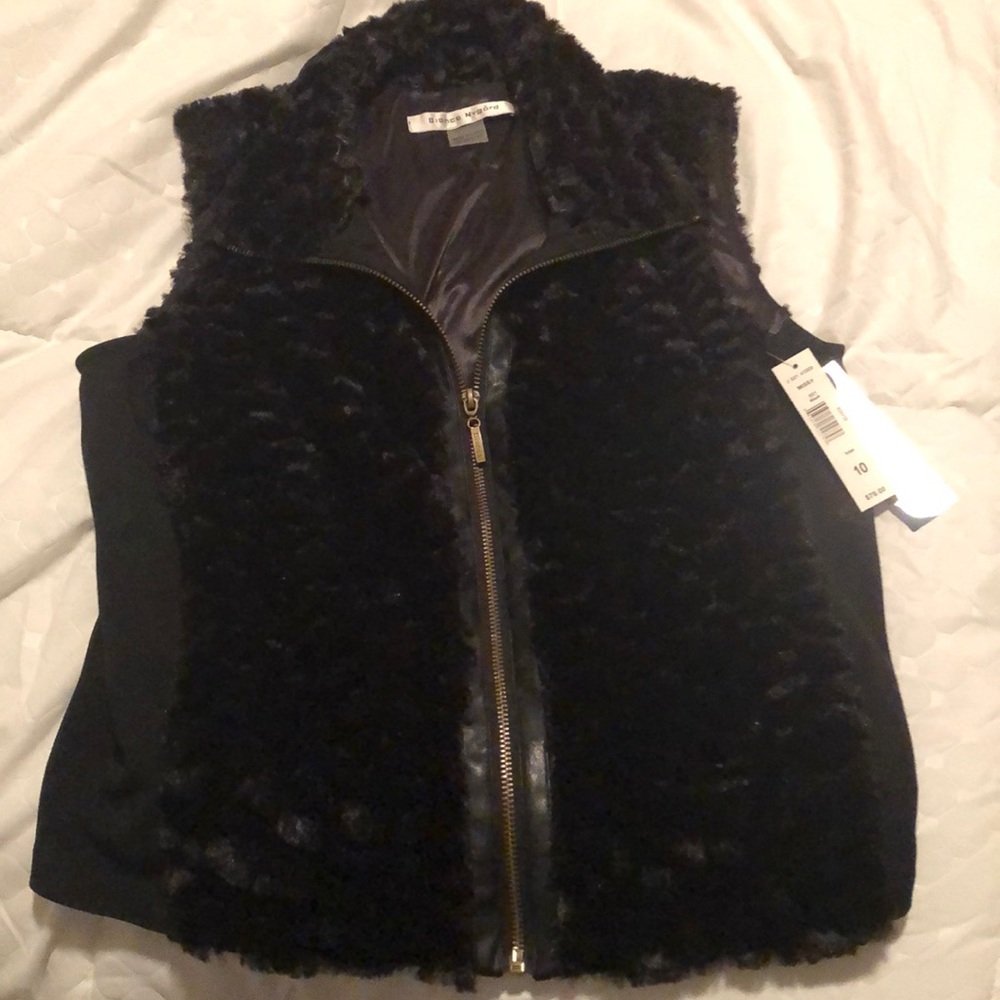 Never worn black fur vest